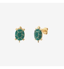 Boucles d'oreilles dorées émeraude tortue - kuchi Caroline Najman