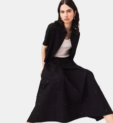 Jupe longue avec strass et perles Maje