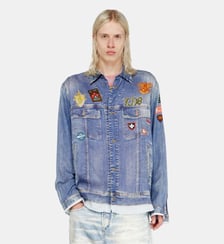 Chemise satinée à imprimé denim trompe-l'œil Diesel