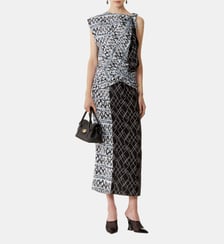 Robe Patchwork En Soie Imprimée Lanvin