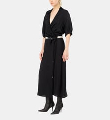 Maxi robe en twill à franges Pinko