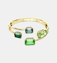 Bracelet-jonc Millenia, Vert, Doré à l’or 18 carats (750/1000) Swarovski