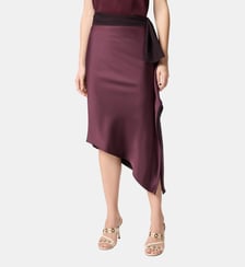 Jupe mi-longue asymétrique en satin Pinko