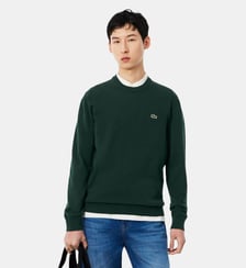 Pull coton uni col rond Lacoste