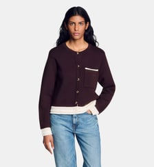 Cardigan à dentelle contrastée Sandro