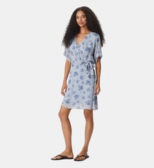 Robe courte fluide imprimé floral à nouer côté Ikks