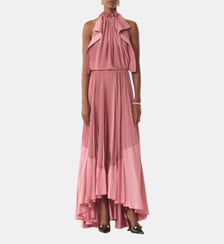 Robe Plissée En Charmeuse Et Coton Lanvin