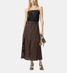 Robe midi en lin avec haut en dentelle Pinko
