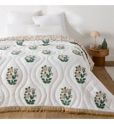 Couvre-lit matelassé, imprimé block-print, voile de coton La Redoute Interieurs