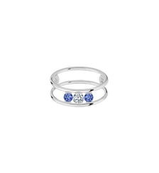 Bague HULA HOOP Trilogie - Diamant et saphirs bleus, poids total 0,45ct approx.  - Or blanc 750‰ La Brune & La Blonde