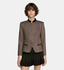Veste de costume en laine rayée Sandro