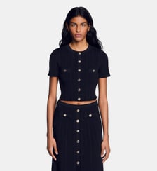 Cardigan court en maille pointelle Sandro