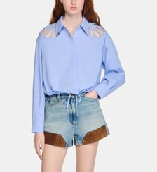 Chemise brodée en coton Sandro