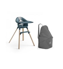 Chaise haute Stokke Clikk Bleu Fjord et sac de transport Stokke