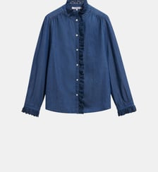Chemise à volants brodés en denim - LOUPY Gerard Darel