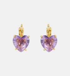 Boucles d'oreilles dormeuses pierre cœur La Diamantine lavande Les Néréides