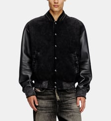 Veste bomber en denim et cuir Diesel