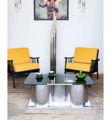 Table basse en métal et verre Donna N°74- Produit chiné Debongout