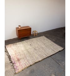 Grand tapis vert et violet en laine Olivier N°34- Produit chiné Debongout