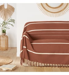 Plaid frangé rayé coton La Redoute Interieurs