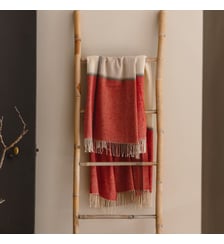 Plaid en laine, coton et cachemire, GARANCE Blanc Cerise