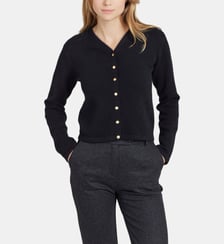 gilet pression en jersey de cachemire noir Agnès b.