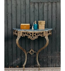 Console en marbre vert et bronze Hanna N°1296- Produit chiné Debongout