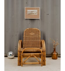 Fauteuil transat en osier et bambou Ernest N°931- Produit chiné Debongout
