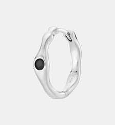 Boucle d'oreille créole Grande Elis Noire Argent Nebuleuse Bijoux