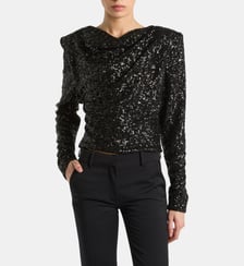 Top à sequins avec nœud Balmain
