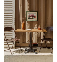 Table à manger bistro en bois et métal noir Denise N°1169- Produit chiné Debongout