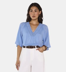 Blouse Brodée À Manches 3/4 Deborah Maison 123
