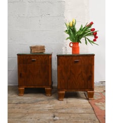 Paire de chevets en acajou et verre Odile N°1288- Produit chiné Debongout