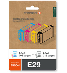 Cartouche d'encre Pack Compatible E29 (Noir + 3 Couleurs) Essentiel B