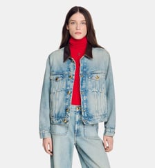 Blouson en jean col cuir Sandro