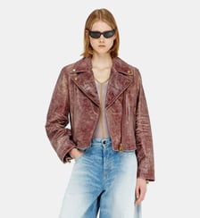 Veste biker en cuir traité Diesel