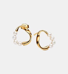 Clous d'Oreilles Cercle de Forme Organique & Perles de Culture d'Eau Douce Traitées Pandora