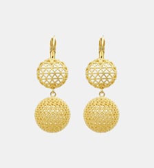Boucles d'oreilles dormeuses doubles   doré à l'or fin - Betty Satellite