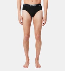 Lot de 3 slips coton uni siglés Lacoste