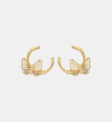 Boucles d'oreillles tiges papillons dorés et cristaux Les Néréides