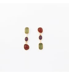 Boucles d'oreilles cabochons violet et vert Balaboosté