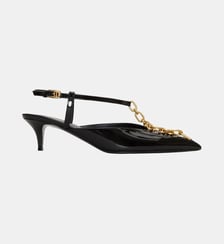 Slingbacks Sync à talons en cuir verni avec chaîne Balmain