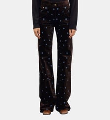 Pantalon flare en velours à marguerites - ANNA Gerard Darel