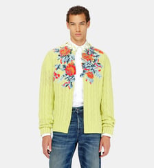Cardigan ouvert en maille torsadée à motif floral Diesel