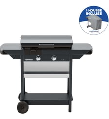 Plancha gaz EX plus noir 2brûleurs sur chariot, 66x42cm + housse Campingaz