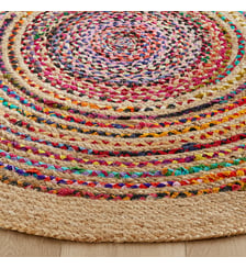 Tapis fait main, en jute et coton recyclé, diamètre 120 cm AM.PM