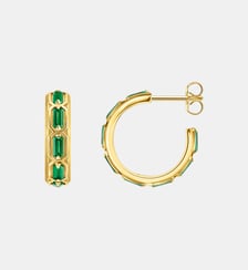 Créoles écailles de crocodile dorées ornée de gemmes émeraude Thomas Sabo