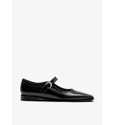 Marsala - Ballerines En Cuir Brossé Noir Parallèle