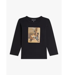 t-shirt Coulos en coton noir sérigraphié "Jeunes garçons" Agnès b.
