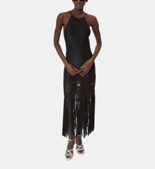 Robe dos nu avec franges en maille The Kooples